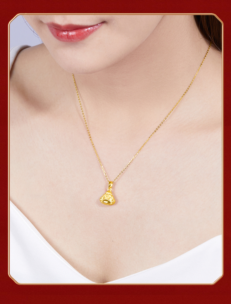 老凤凰999足金大肚弥勒佛吊坠黄金佛像挂坠金笑口常开本命佛男女款