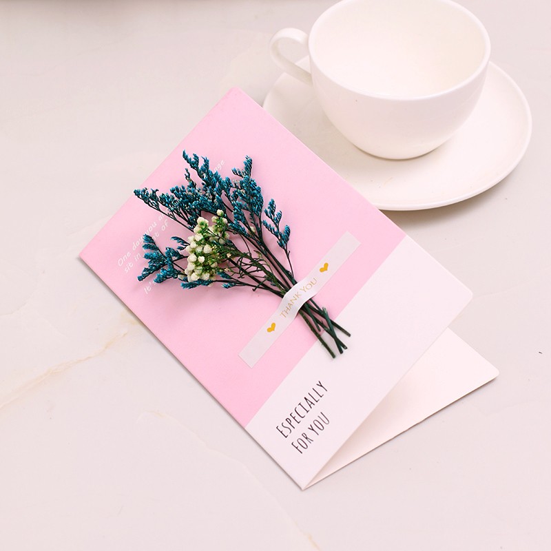 满天星干花创意大贺卡生日礼物公司活动员工生日祝福卡邀请函留言卡