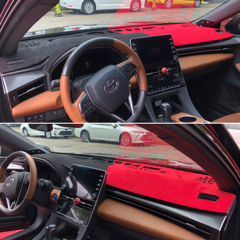 适用于丰田亚洲龙中控台改装防晒避光垫碳纤维麂皮绒拼色 亚洲龙麂皮