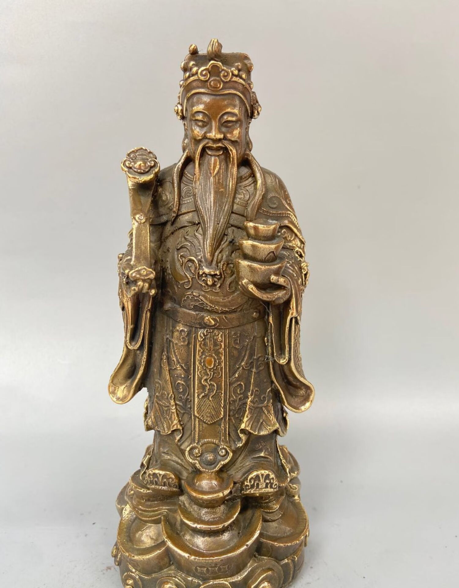 鼎盛福纯铜站文财神摆件纳福进宝如意元宝神像居家客厅玄关桌面摆设 d