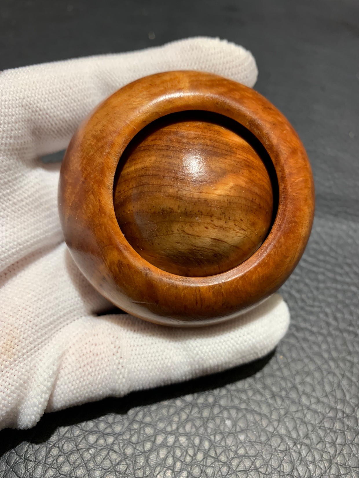 爱优美长白山琥珀木时来运转北沉香手把件实心把把壶龙头葫芦手工开盖