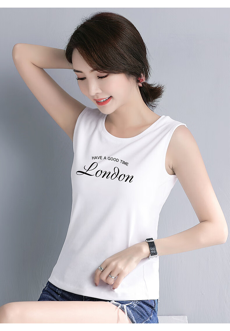 女式砍袖背心白色吊带打底小女内搭外穿短款运动无袖打底衫上衣夏潮
