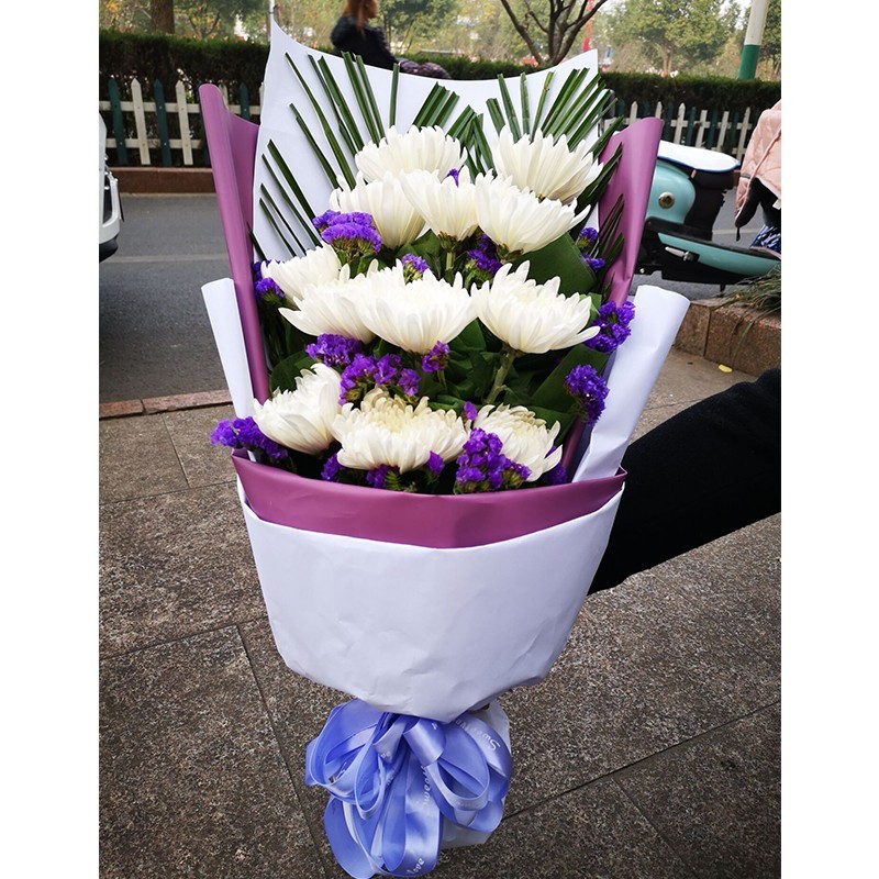 插画鲜花速递全国同城配送菊花丧礼鲜花祭奠祭祀追悼鲜花9朵黄色菊花