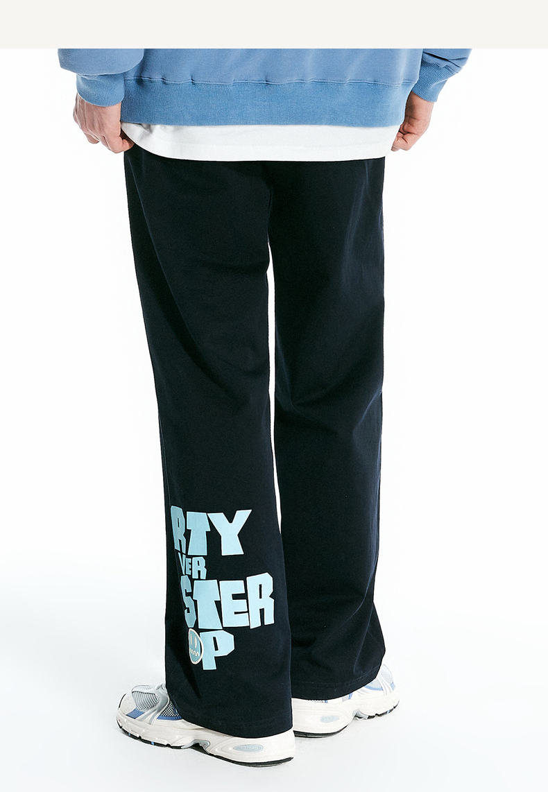 beaster小恶魔鬼脸字母印花休闲裤直筒港风秋冬裤子2021新款男士深