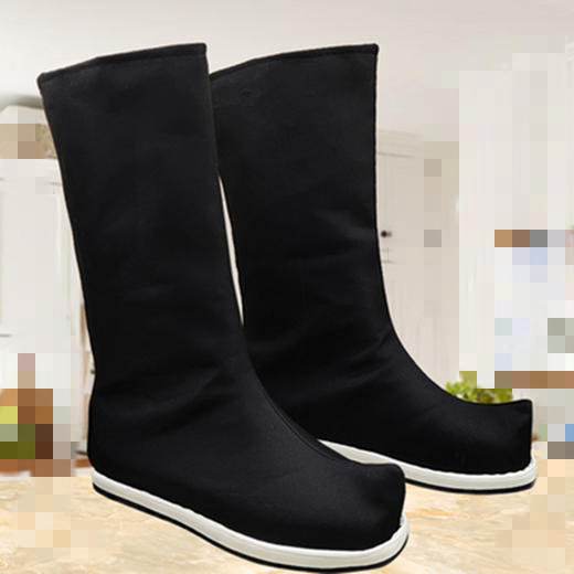 汉服靴子内增高男古装汉服鞋皂靴古代靴古风武侠演出戏靴cos布靴 白色