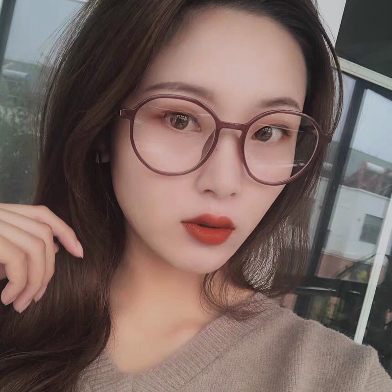 依岚傲雪ins网红素颜平光镜女新款韩版复古文艺百搭圆形近视眼镜框潮