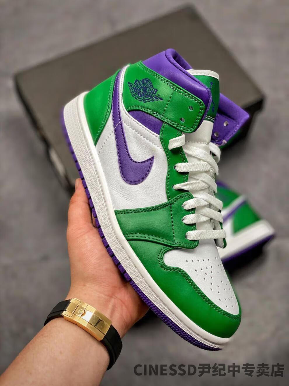 莆田aj1男鞋高版本百搭休闲篮球鞋运动鞋男女鞋 aj1 mid 绿巨人 36