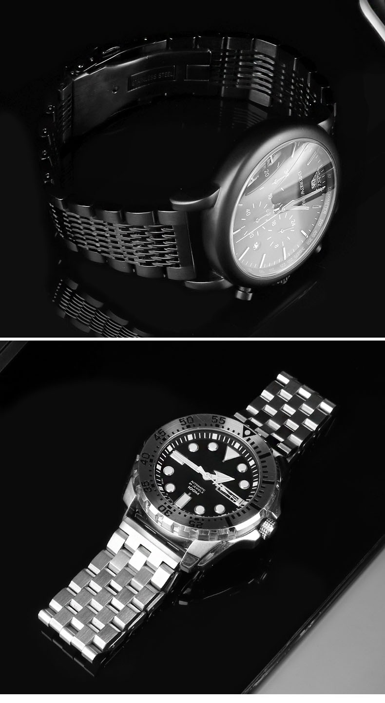 适配阿玛尼黑武士ar1973/1970/1981 ar60008/60012男黑色精钢金属手表