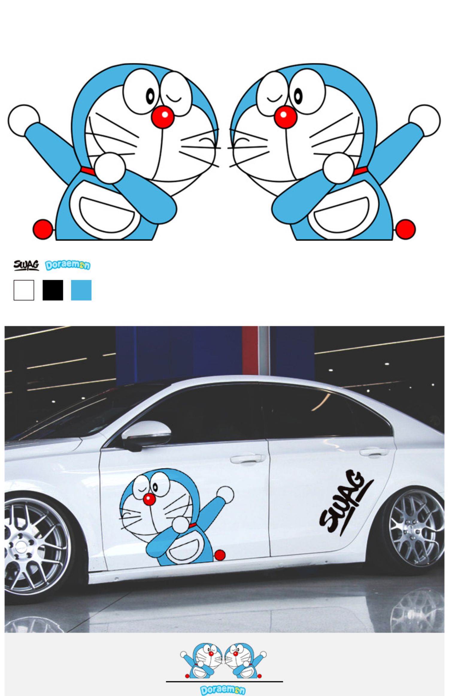 yingpan新品哆啦a梦汽车贴纸机器猫可爱卡通动漫车身划痕装饰车贴叮当