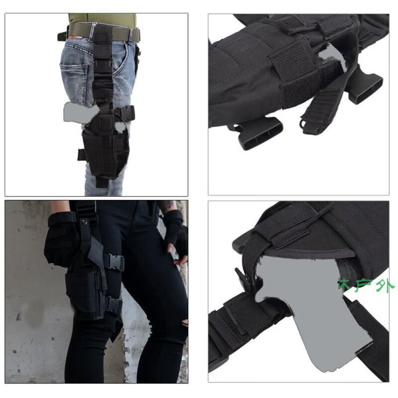 枪套 快拔套弹夹套战术通用套腰套绑腿枪套92下供水弹套快拔1911格