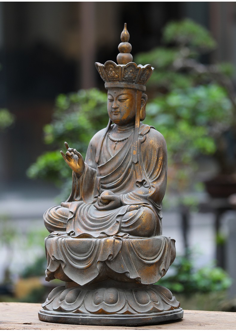 梵粟香樟木雕摆件地藏王菩萨佛像家居供奉家用佛堂佛教用品实木雕刻