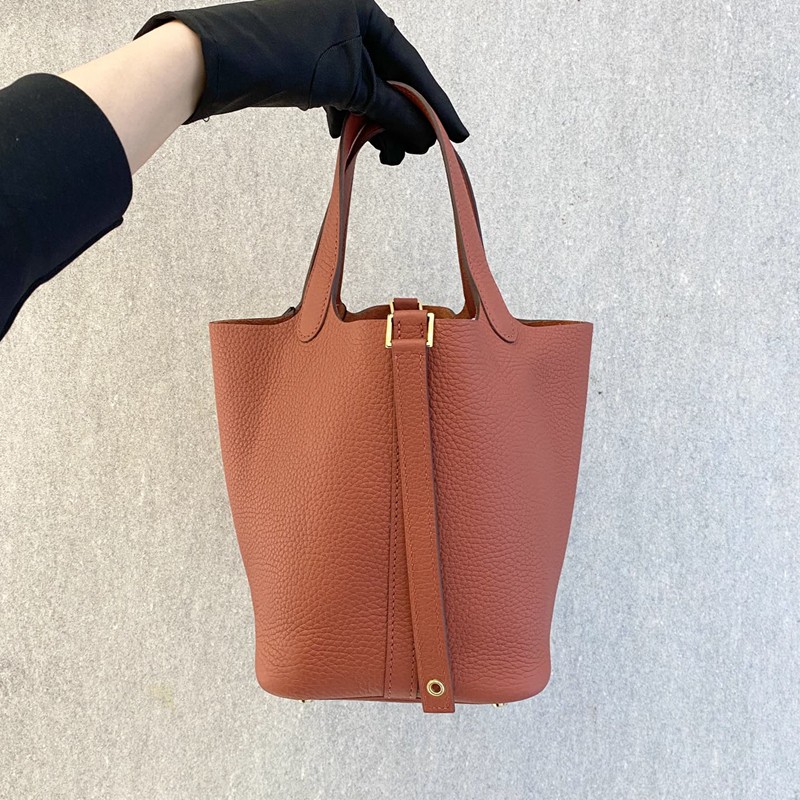 二手99新未使用爱马仕hermespicotin18菜篮子水桶包女包手提包爱马仕