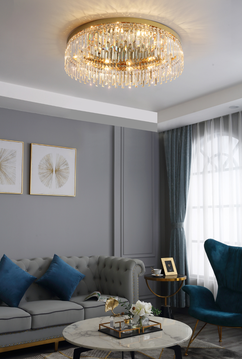 安洛优轻奢水晶吸顶灯现代简约客厅灯卧室大气套装新款主卧灯具套餐
