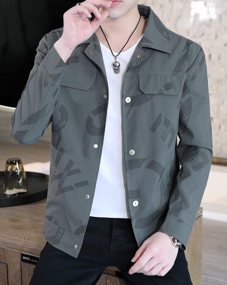 夹克男宽松春夏季短款工装外套男潮流立领型男帅气商务绅士休闲夹克衫