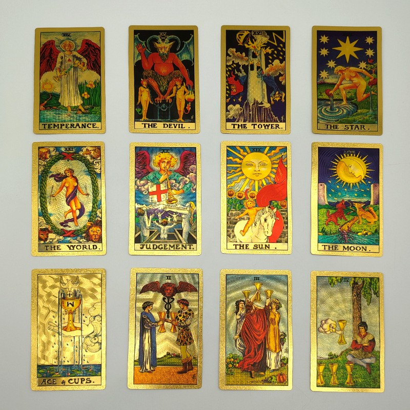 轻奢高端高端木质黑色版thefooltarot经典塔罗牌127英文塔罗黑色black