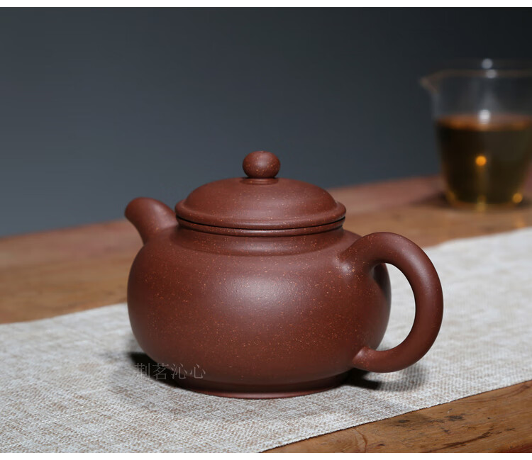 荆茗沁心宜兴紫砂壶纯手工泡茶壶原矿红金砂大容量范顺培350cc球孔厚