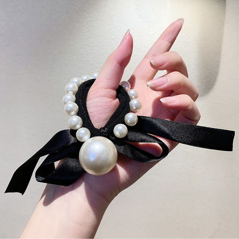 网红珍珠头绳ins女气质百搭发绳韩国高弹粗橡皮筋扎头发圈蝴蝶结芭