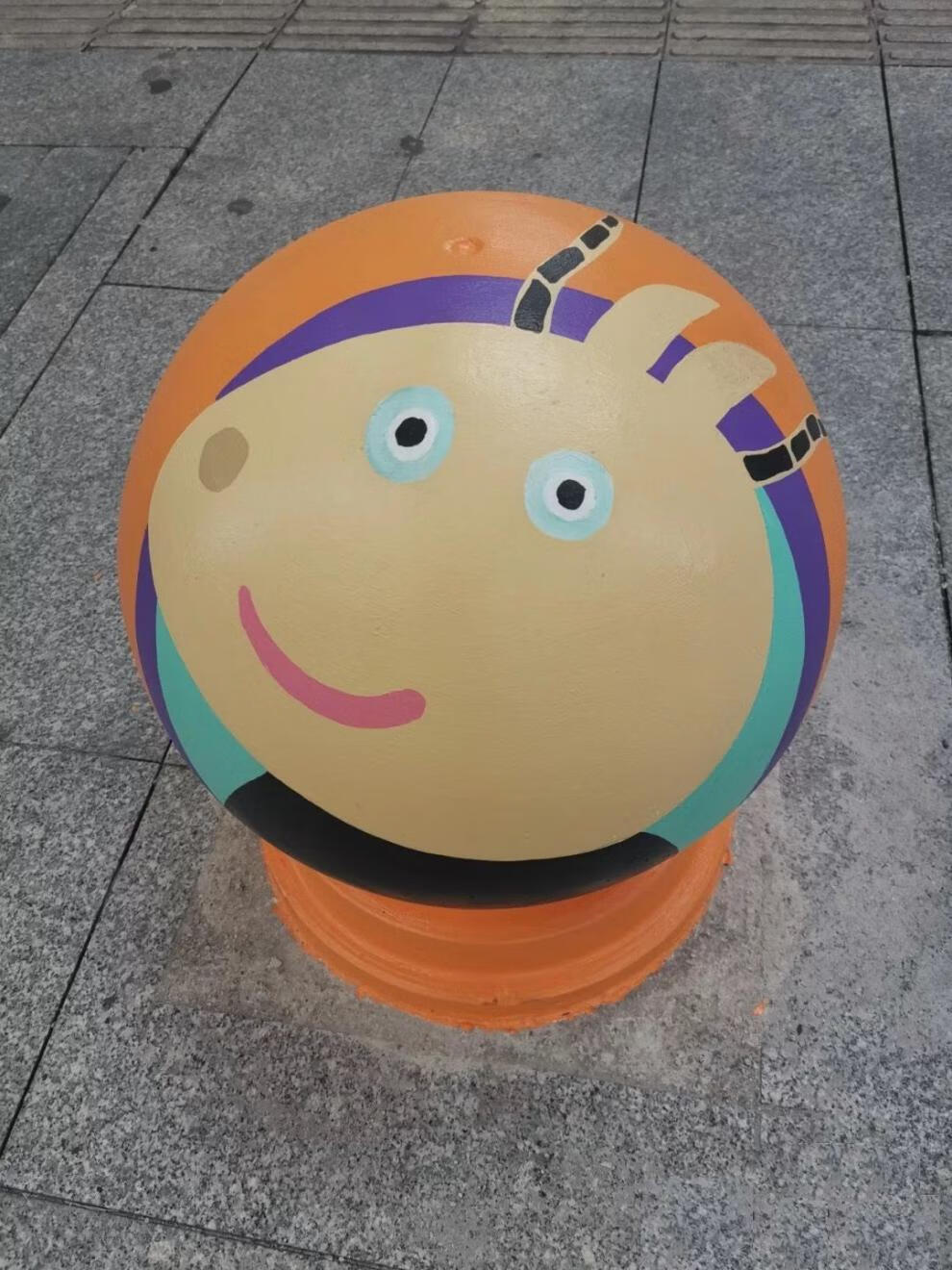 石球路障花岗岩石球户外广场公园学校小区卡通图案大理石阻车挡车路障