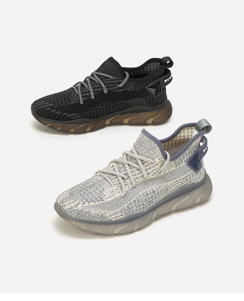 热风男鞋2022年春季新款透气椰子鞋网面休闲鞋子01黑色42