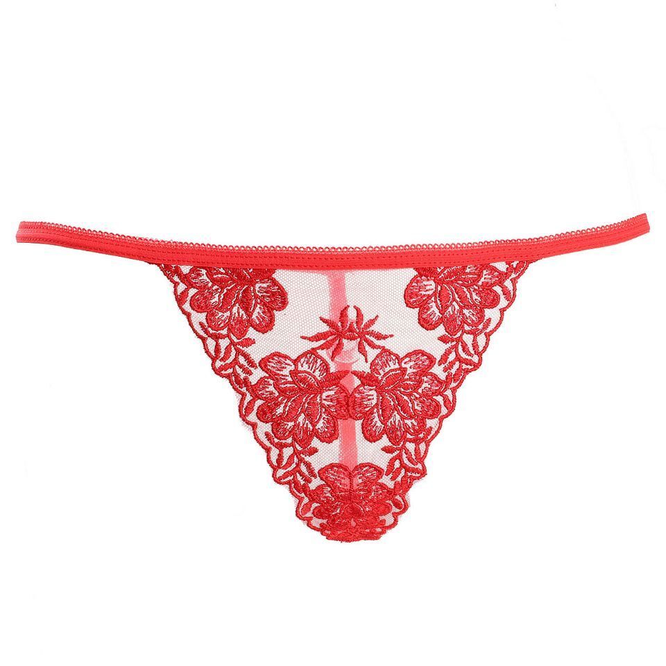 诱惑裤头一片式无痕刺绣网纱一条线t裤裤衩一根绳露臀火辣类库私房