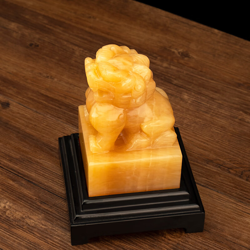 吉祥源 天然玉石狮子官印玉玺北京狮大印章摆件财旺官福运摆设商务