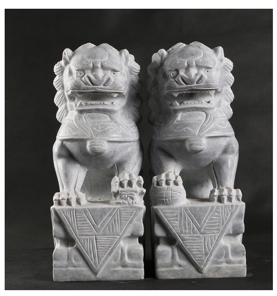 善唯青石汉白玉大理石狮子一对家用看门墓地公墓陵园用品墓碑前专用