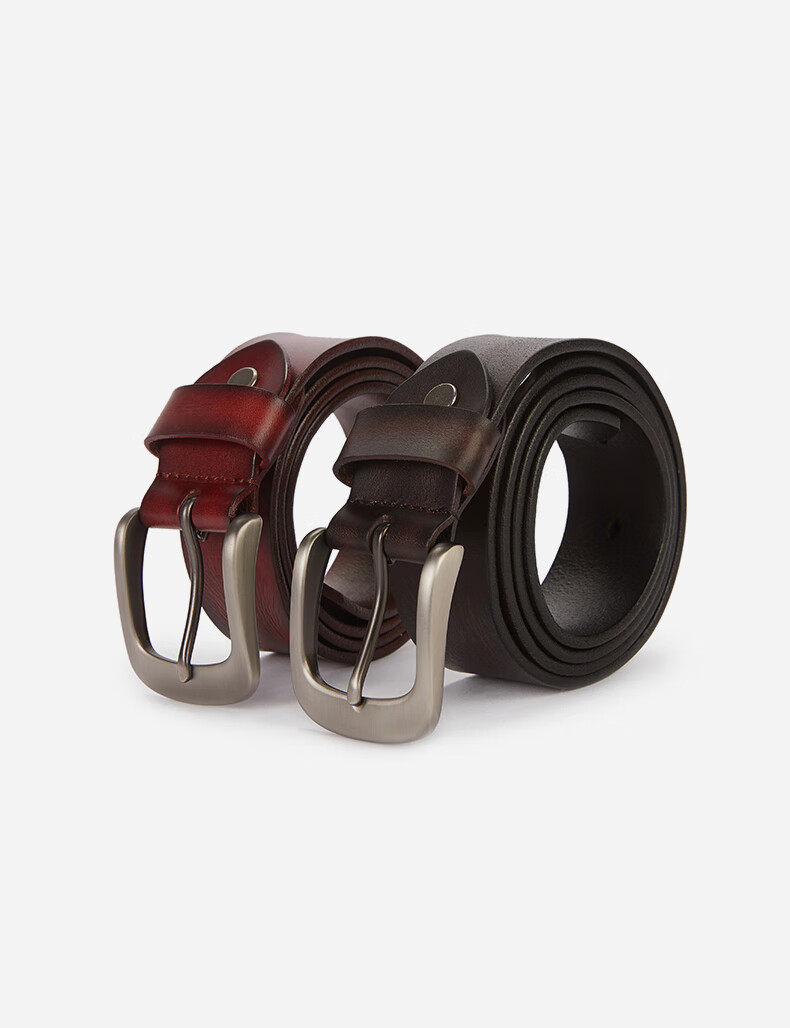 热风春季新款男士休闲针扣皮带腰带百搭时尚 02棕色 120cm