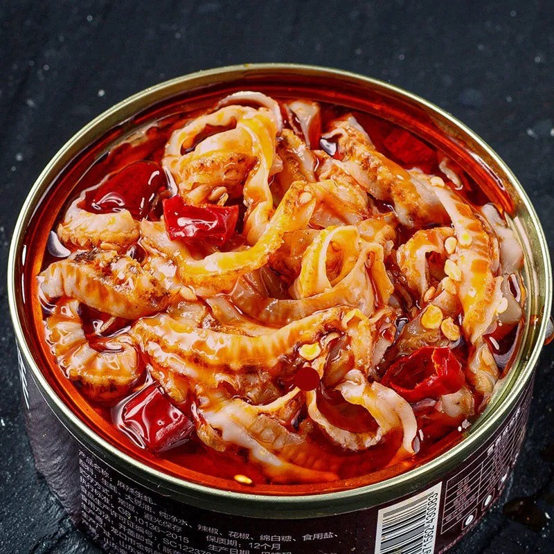 麻辣小海鲜熟食八爪鱼罐装罐头零食章鱼足龙虾尾鲍鱼扇贝鱿鱼零食下