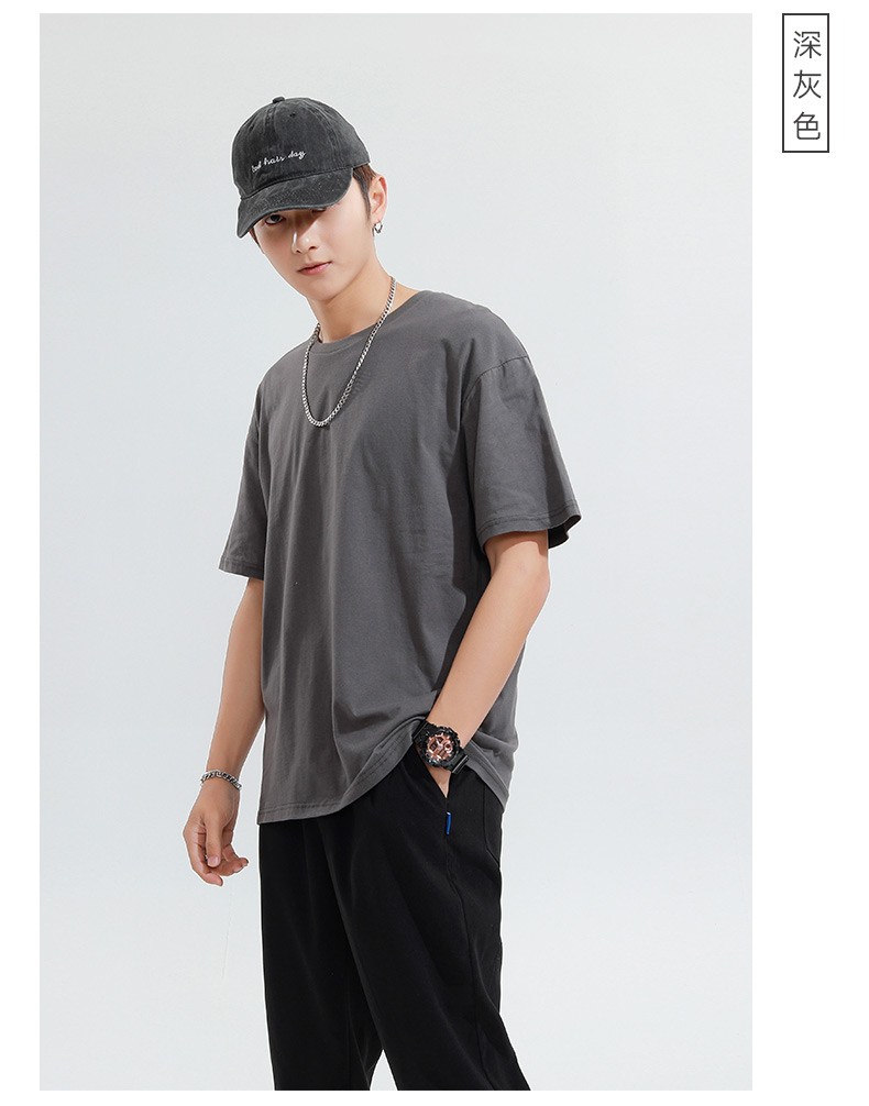 班服定制五分袖t恤印字来图logo定做宽松溜肩t恤男女通用diy韩版订制