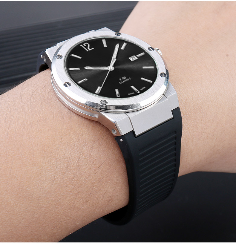 适配菲拉格慕f80运动手表带f-80硅胶橡胶表带男凹口精钢表带手表配件