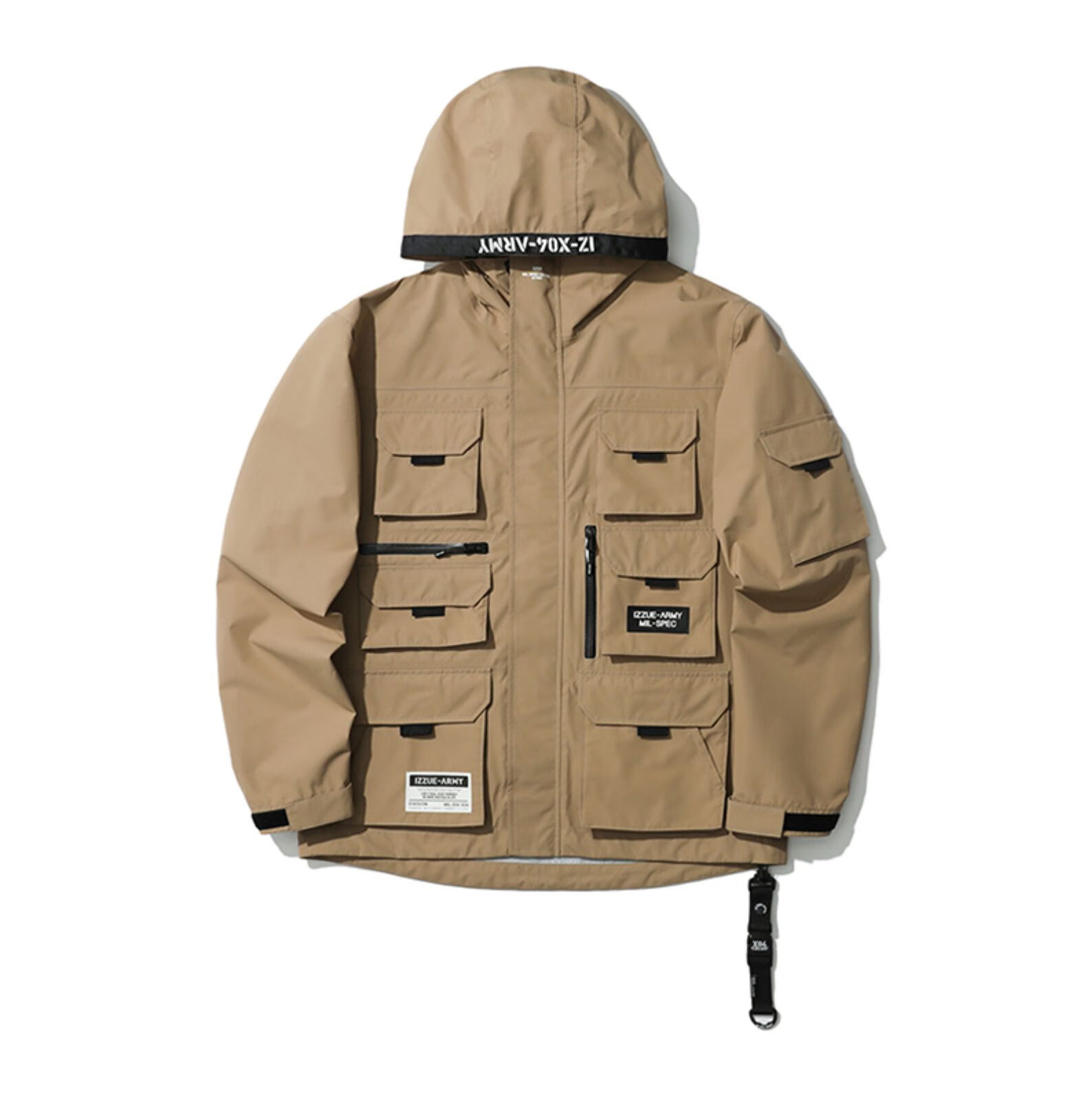 it izzue男装连帽工装外套春季潮流多口袋夹克7103s1 bgx/棕色 m