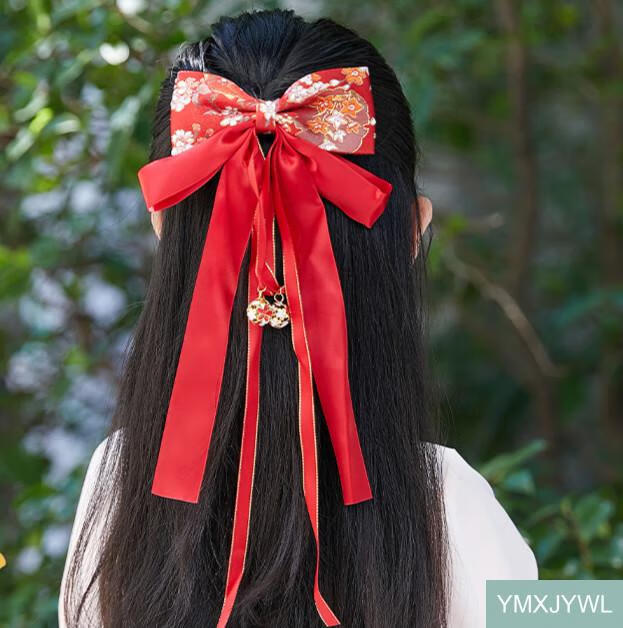 ymxjywl儿童汉服发饰新年头饰女童中国风蝴蝶结流苏发夹古风古装公主