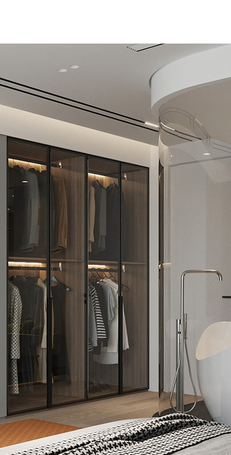 轻奢进口意大利可丽芙开放式中岛衣帽间整体衣柜定制全屋定制白色连门