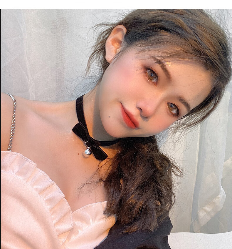 禾佰畅 圣诞铃铛项圈项链女脖子锁骨链红色脖圈蝴蝶结choker小吊坠