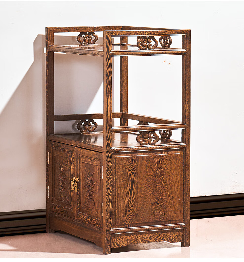 名非洲崖豆木实木茶水柜茶桌边柜储物柜中式茶叶柜中式边柜单个茶水柜