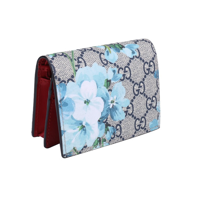 【二手95新】gucci古驰天竺葵蓝色钱包11*2.5*8 sty5154