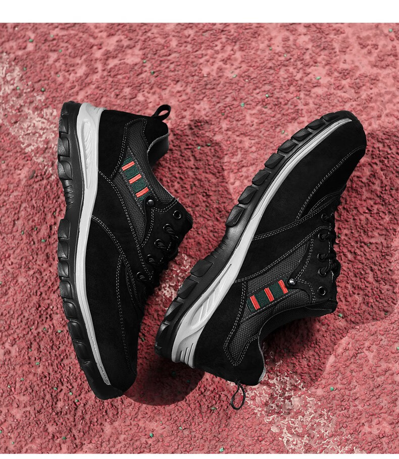 奇策秋季时尚休闲运动鞋男士真皮户外轻便跑步鞋潮百搭防滑透气旅游鞋