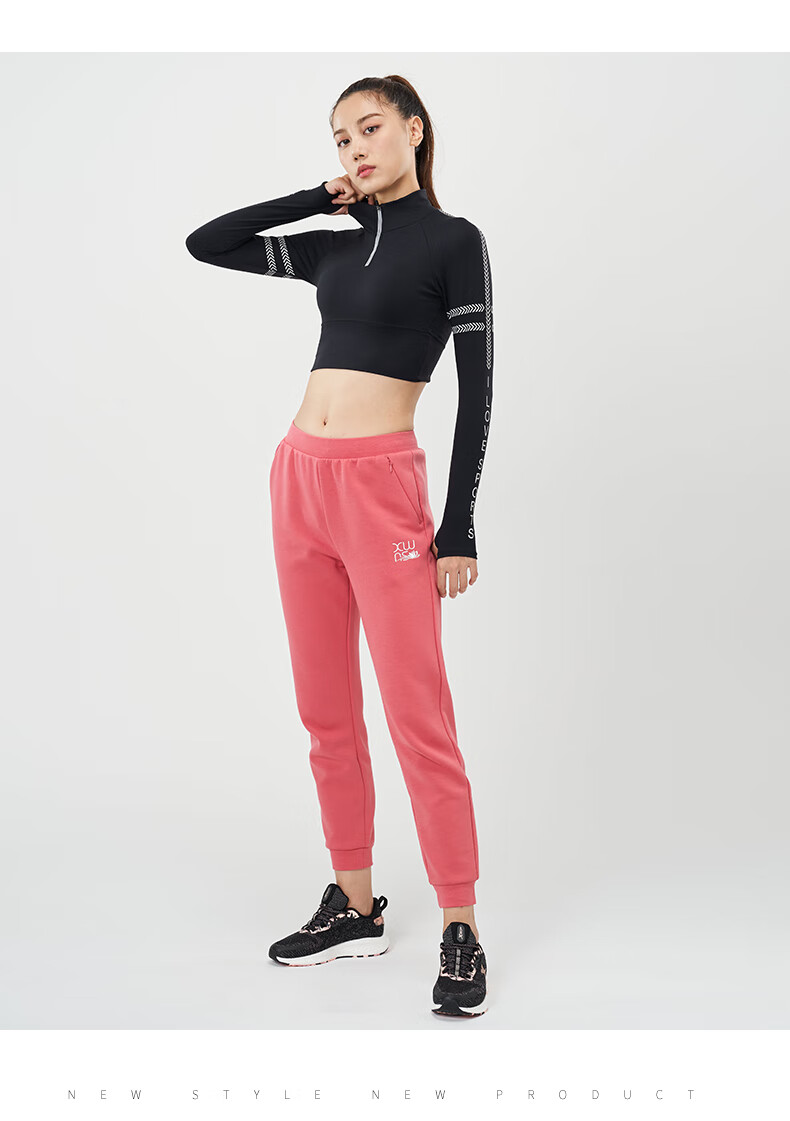 商场同款特步女裤运动裤2021新款针织束脚休闲运动长裤显瘦跑步长裤