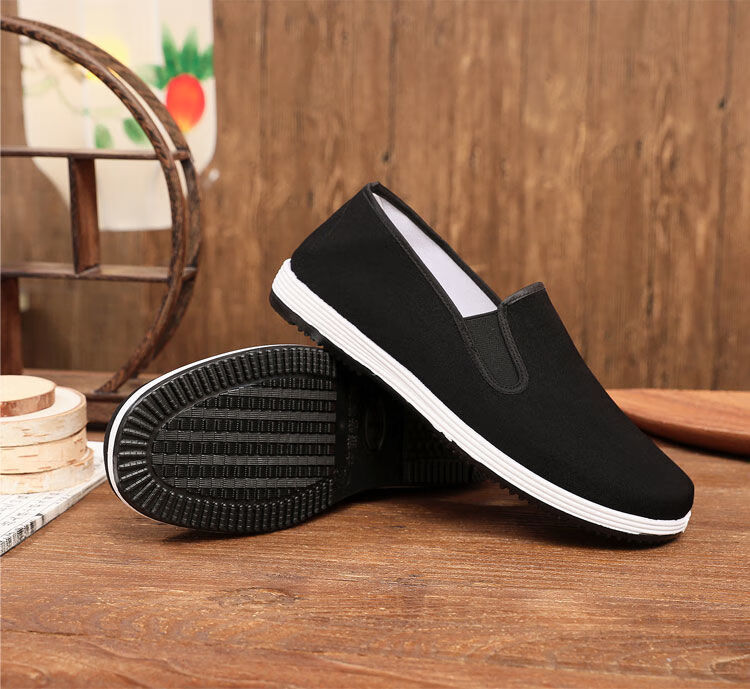 懒汉鞋男棉鞋秋冬季免不用系鞋带老北京布鞋男式防滑黑布鞋低帮透气棉