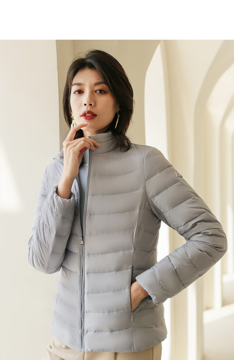 冰洁轻薄羽绒服女薄款立领2021年秋冬新款短款修身简约纯色外套潮7