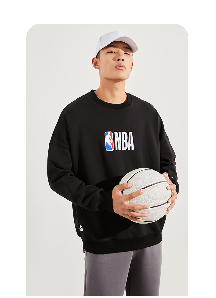 jackjones杰克琼斯nba联名logoman立体刺绣装饰宽松卫衣男221433090