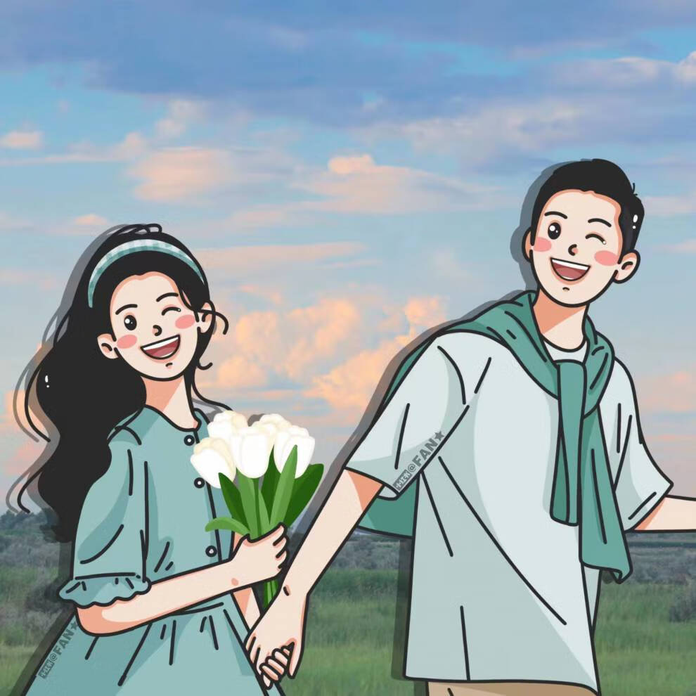 微信头像定制 情侣头像手绘定制微信动漫画地中海q版头像男女生设计