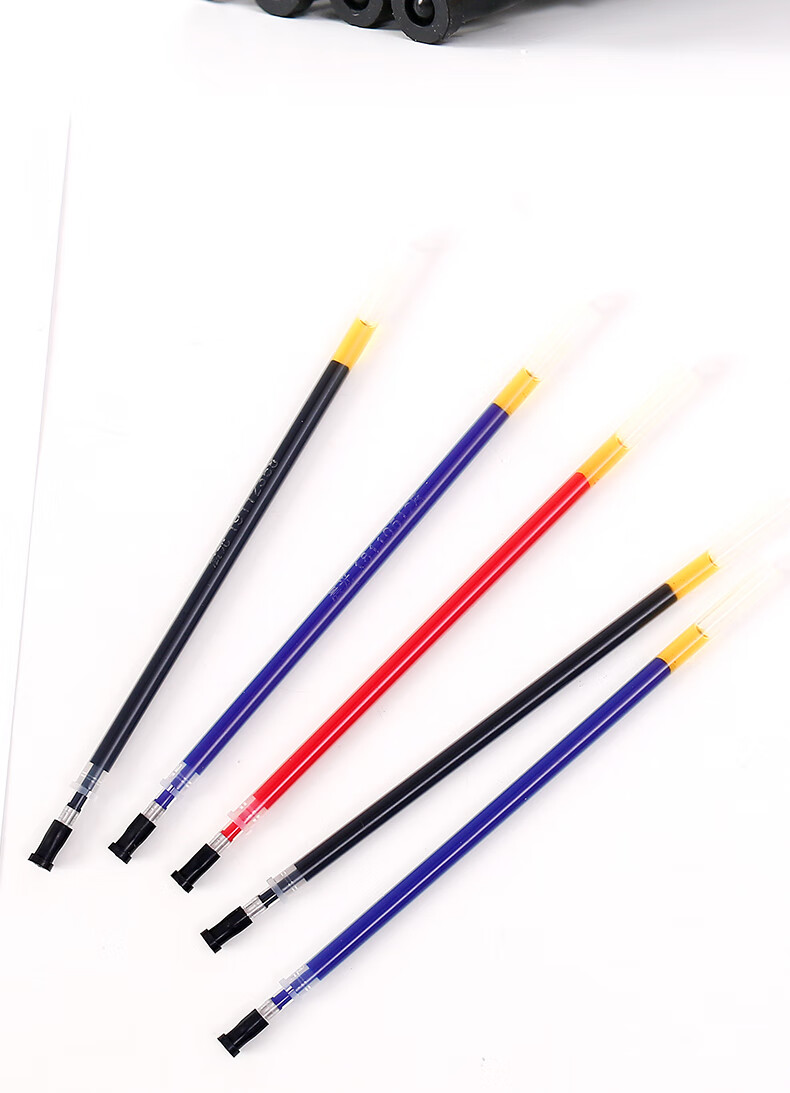 晨光mg6159中性笔笔芯水性05mm全针管葫芦头红蓝色色碳素黑水性头替芯