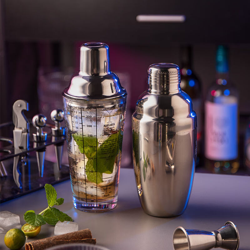 雪克杯 伴达 雪克杯套装带刻度不锈钢摇酒器奶茶摇酒壶酒吧手摇杯调酒