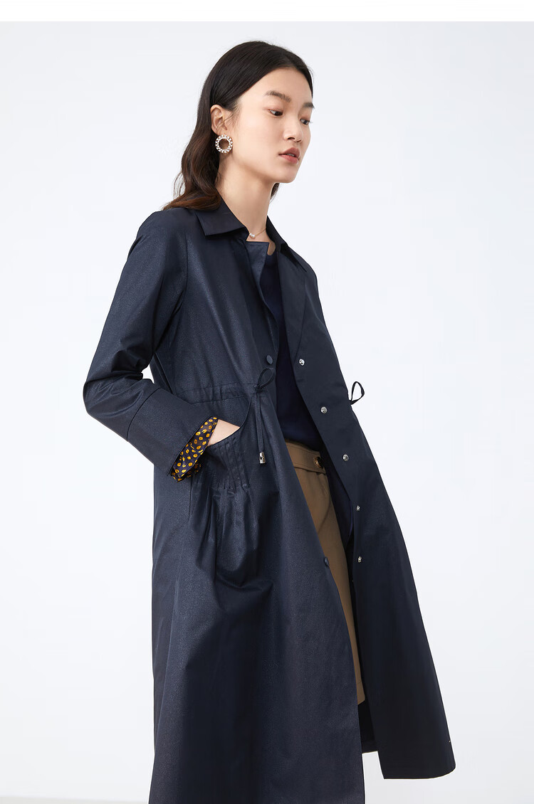 yiner音儿女装2021秋季新款长款风衣外套粉色36