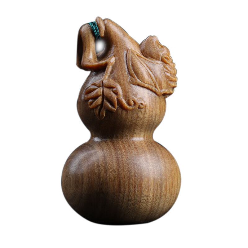 鼎盛福绿檀木雕迎福葫芦手把件木质手捻葫芦随身包挂车挂件福禄工艺