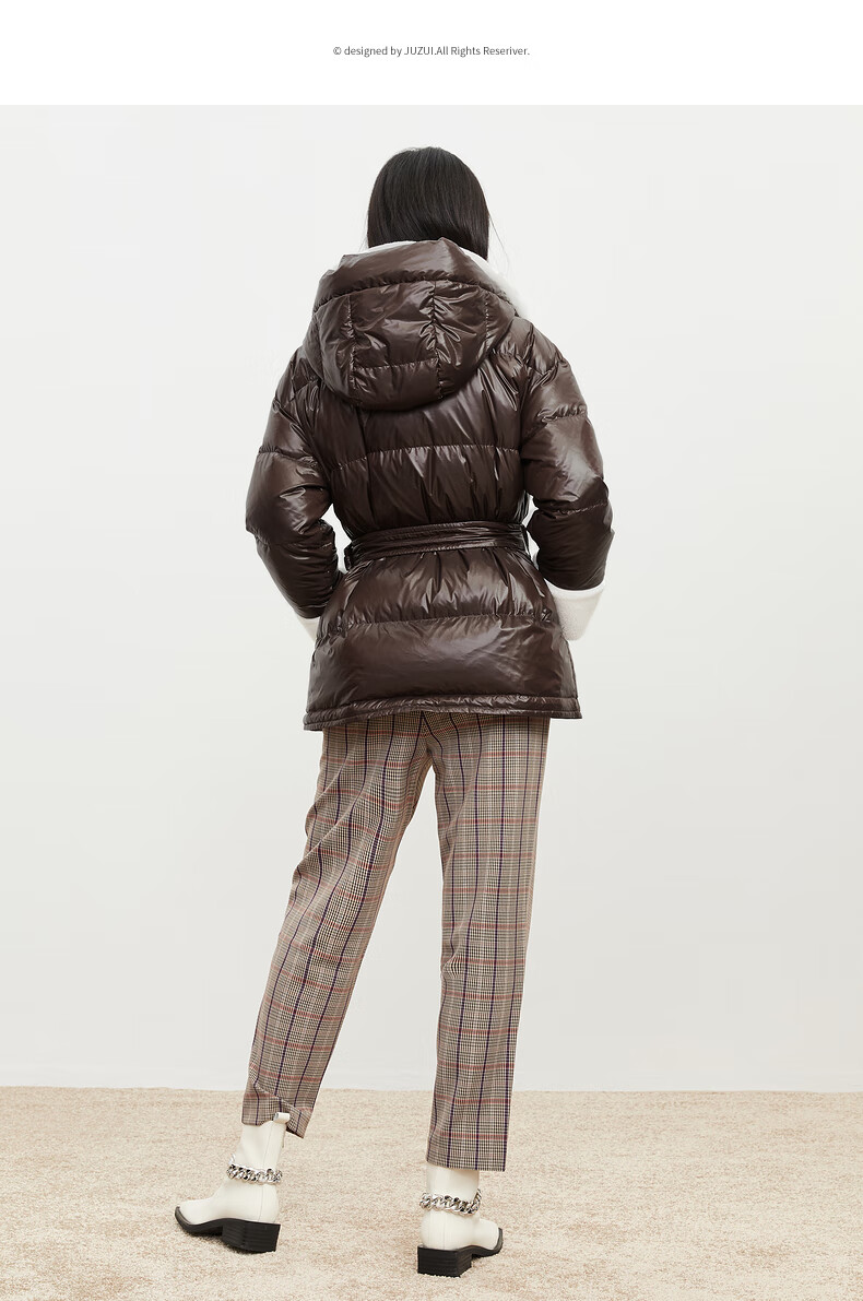 休闲时尚连帽女羽绒服-juzui2021冬季新款 咖啡 s【图片 价格 品牌