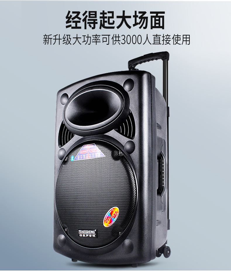 特美声(temeisheng) 特美声15英吋广场舞音响户外大功率移动拉杆蓝牙