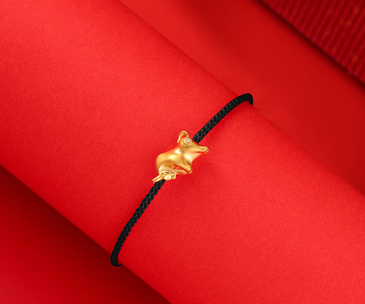 母亲节特销 福韵礼 牛气冲天红绳编织手链女镶钻情侣红手绳男牛年本命