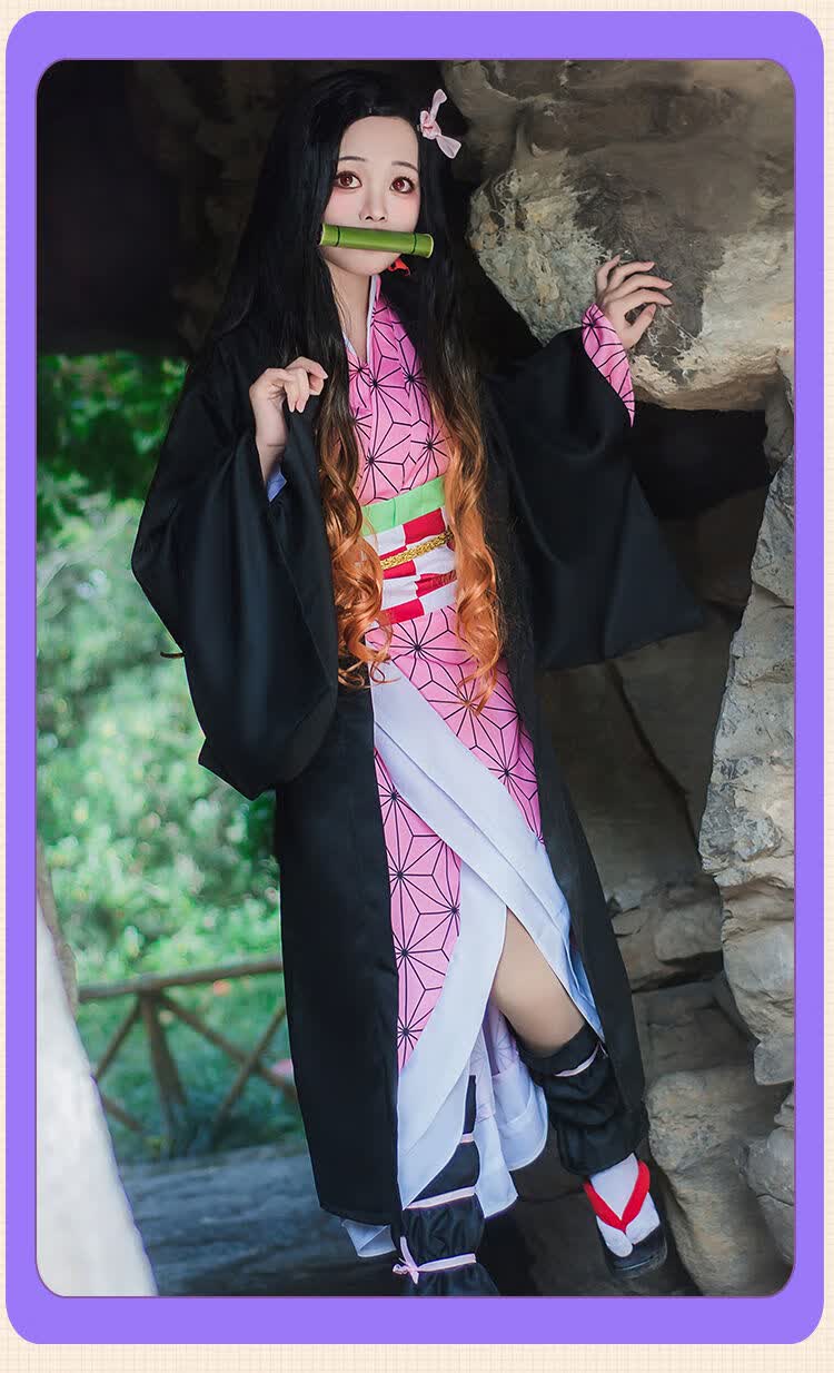 鬼灭之刃cos服祢豆子儿童祢豆子cosplay服装竹筒弥豆子cos服cos女